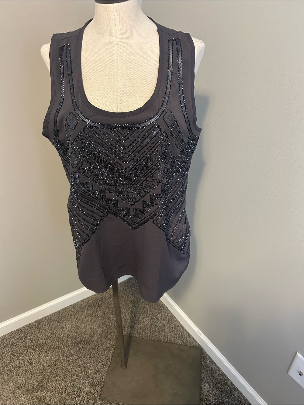 Daytrip Black Beaded Sleeveless Tank